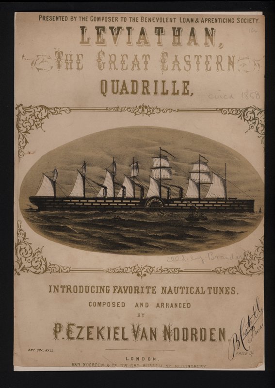 Leviathan, o Grande Oriente, capa de partituras vitorianas (litho) de English School
