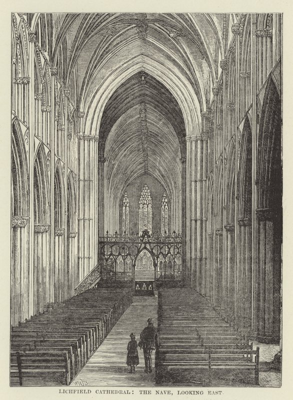 Catedral de Lichfield, a nave, olhando para o leste de English School