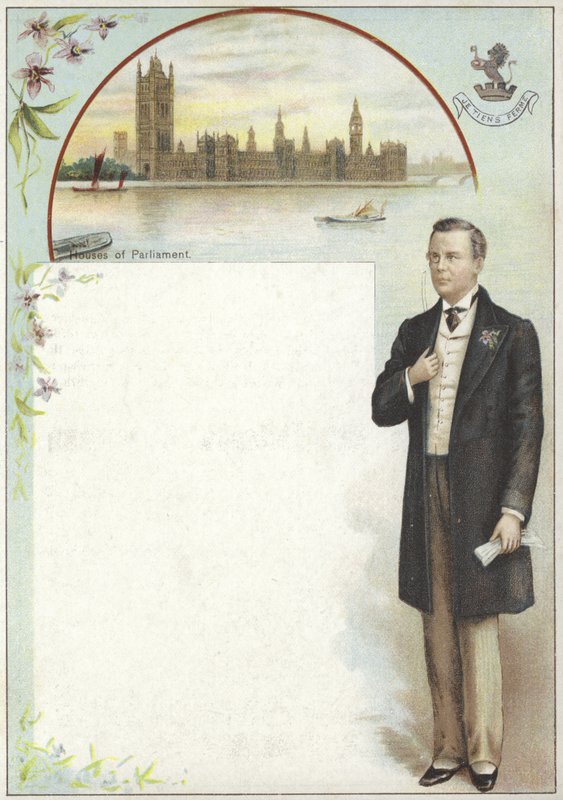 Cartão Liebig com Joseph Chamberlain de English School