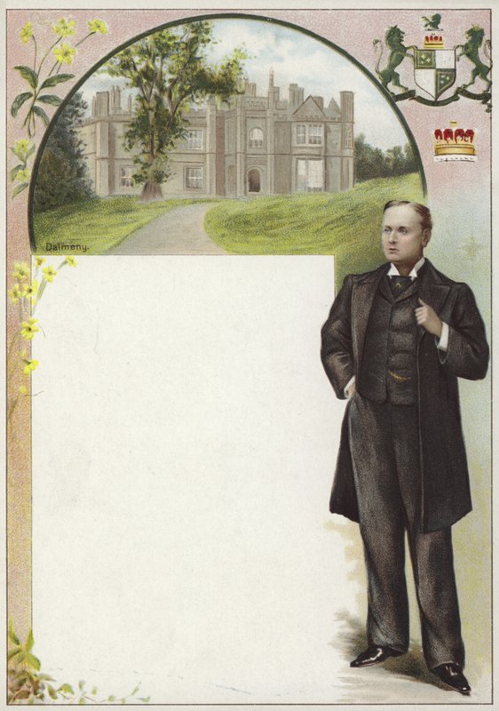 Cartão Liebig apresentando Lord Rosebery de English School