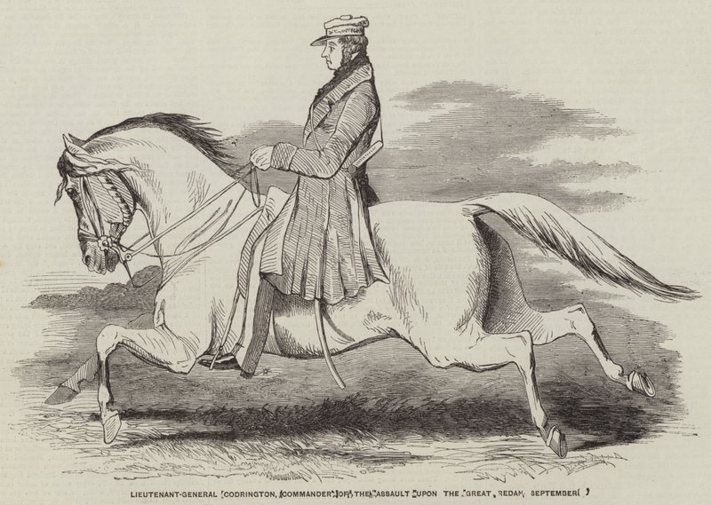 Tenente-General Codrington, Comandante do Assalto ao Grande Redan, 9 de Setembro (gravura) de English School