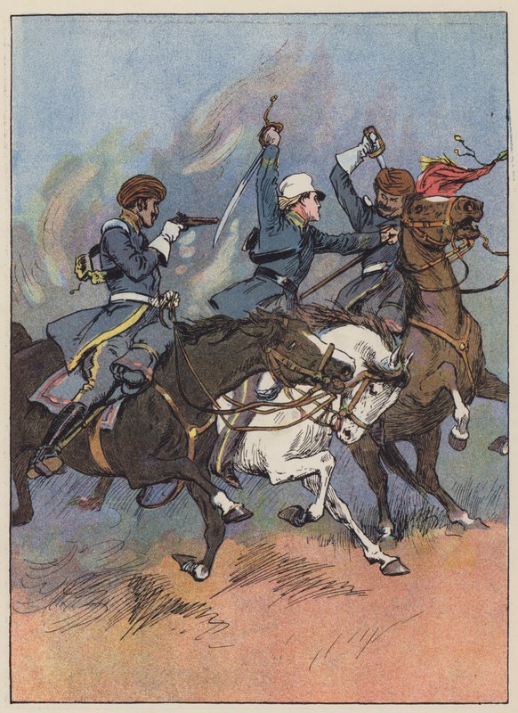 O Tenente Roberts guarda a bandeira (cor litho) de English School