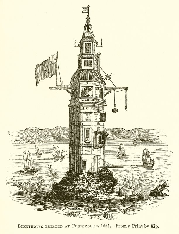 Farol erigido em Portsmouth, 1665 de English School