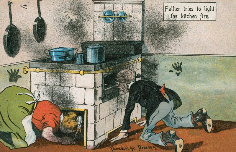 Acender o fogo da cozinha (lito a cores) de English School