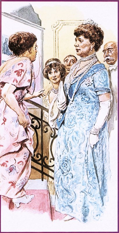 Lilian Baylis contando ao Queen Mary o que ela achava de sua chegada tardia de English School