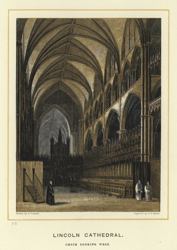 Catedral de Lincoln, coro olhando para o oeste de English School