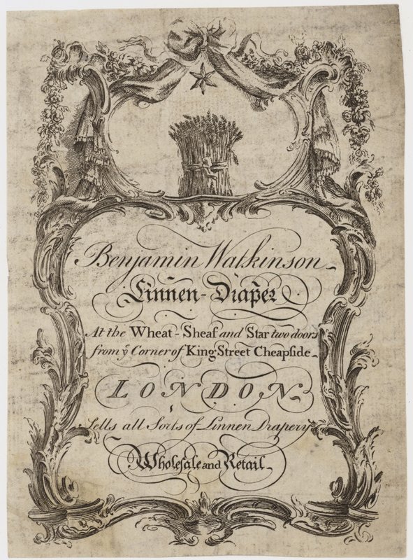 Linho Draper, Benjamin Watkinson, cartão de comércio. de English School