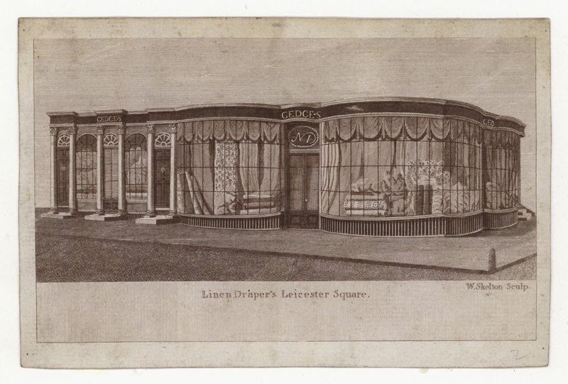 Draper de linho, Gedges, cartão de comércio. de English School