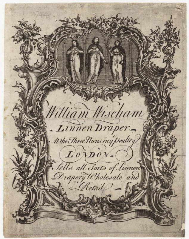 Linho Draper, William Wiseham, cartão de comércio de English School