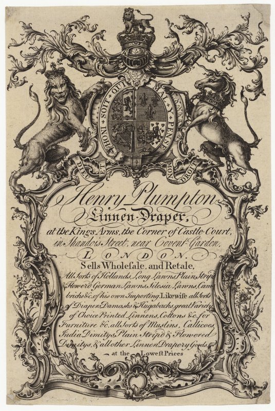 Draper de linho, cartão de comércio de English School