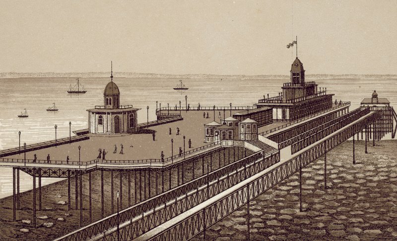 Liverpool: Cais de New Brighton (litografia) de English School