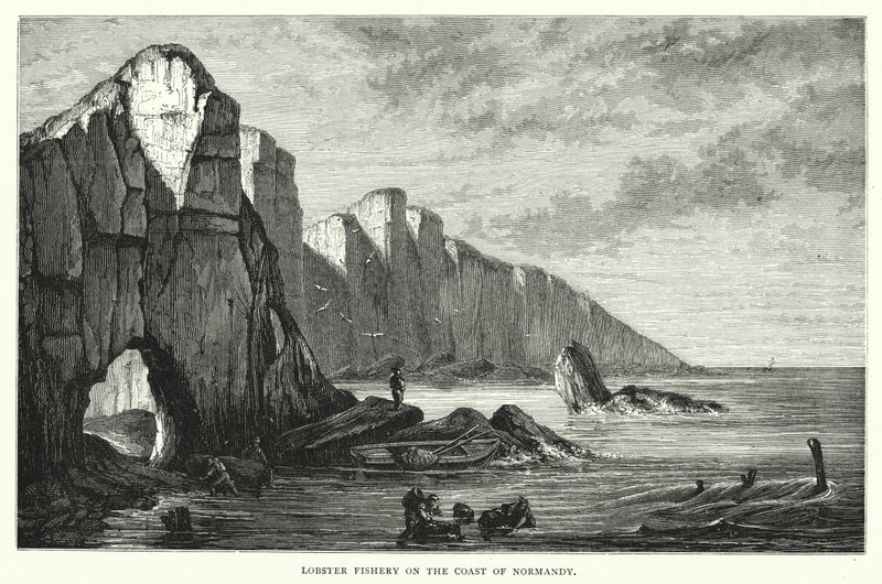 Lobster Fishery on the Coast of Normandy (gravura) de English School