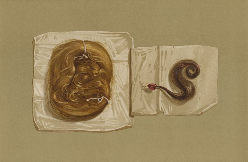 Fechadura de Cabelo de Maria Rainha dos Escoceses, Fechadura de Cabelo do Rei Carlos I (chromolitho) de English School