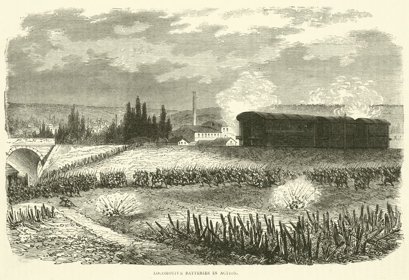 Baterias de locomotivas em ação, novembro de 1870 de English School