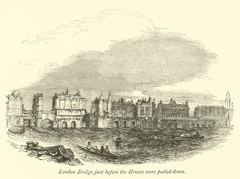 London Bridge, pouco antes de as casas serem derrubadas de English School