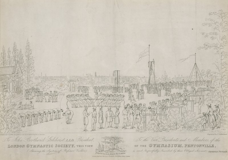 Sociedade de ginástica de Londres, vista do ginásio, Pentonville de English School