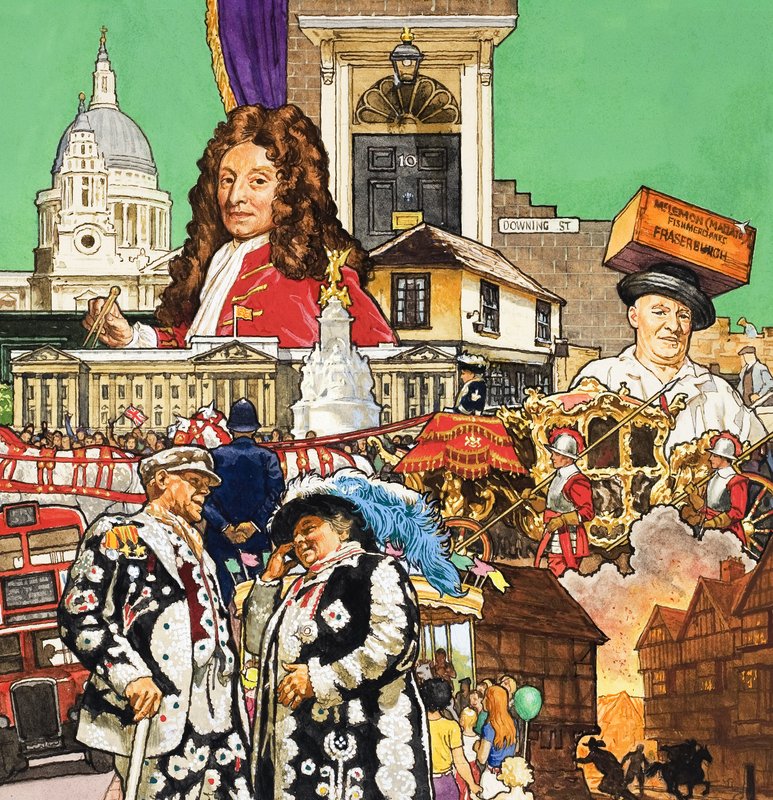 Montagem de Londres (guache sobre papel) de English School