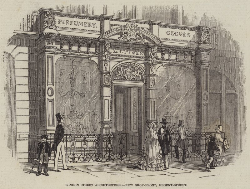 London Street Architecture, New Shop-Front, Regent-Street (gravura) de English School