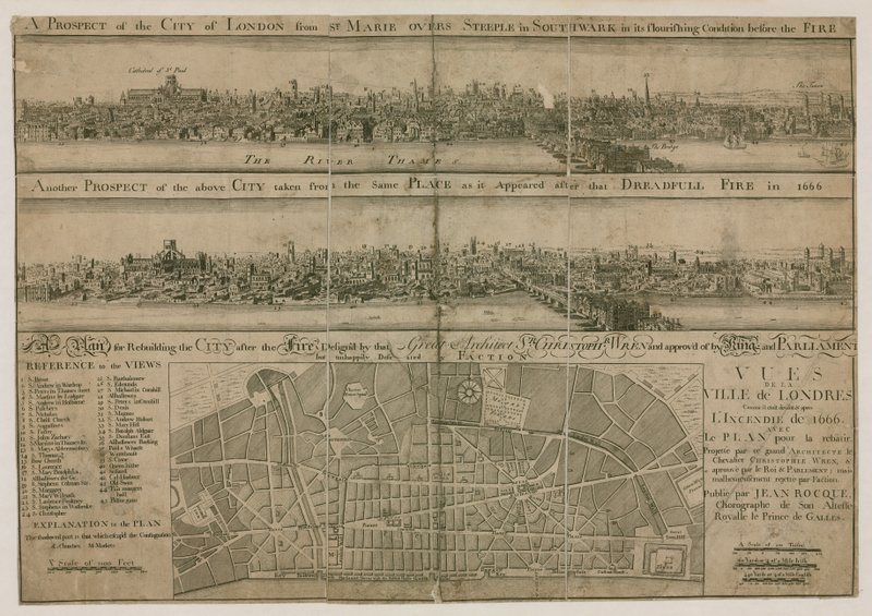 Londres, antes e depois do Grande Incêndio de English School