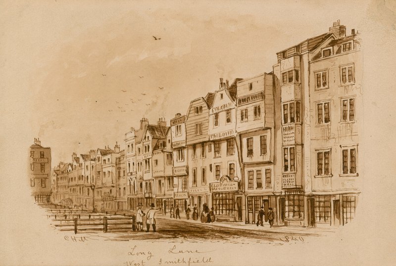 Long Lane, West Smithfield, 1840 (wc no papel) de English School