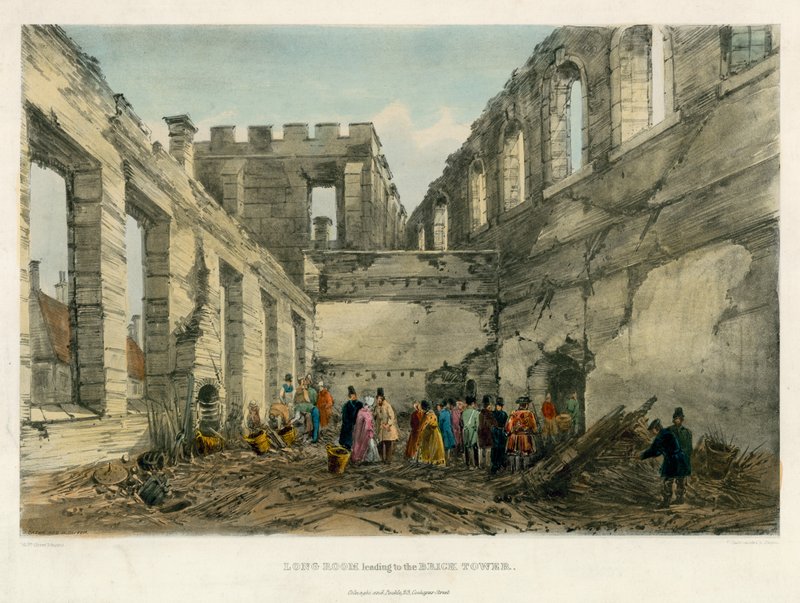 Longa sala que leva à Torre de Tijolos, Torre de Londres, 1841 de English School