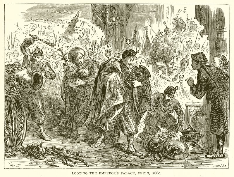 Saqueando o Palácio dos Imperadores, Pekin, 1860 de English School