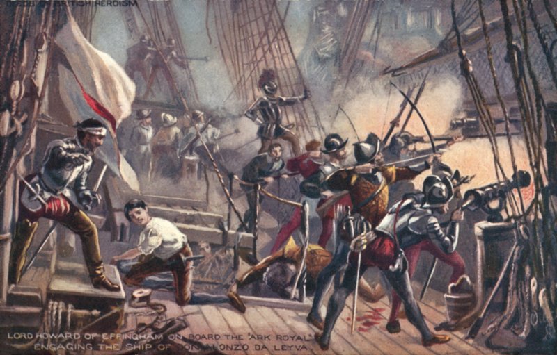 Lord Howard de Effringham na Arca Real, envolvendo Don Alonzo da Leyva, Armada Espanhola de English School