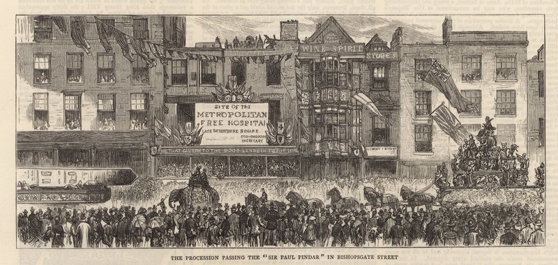 Lord Mayors Day: A procissão passando pelo Sir Paul Pindar de English School