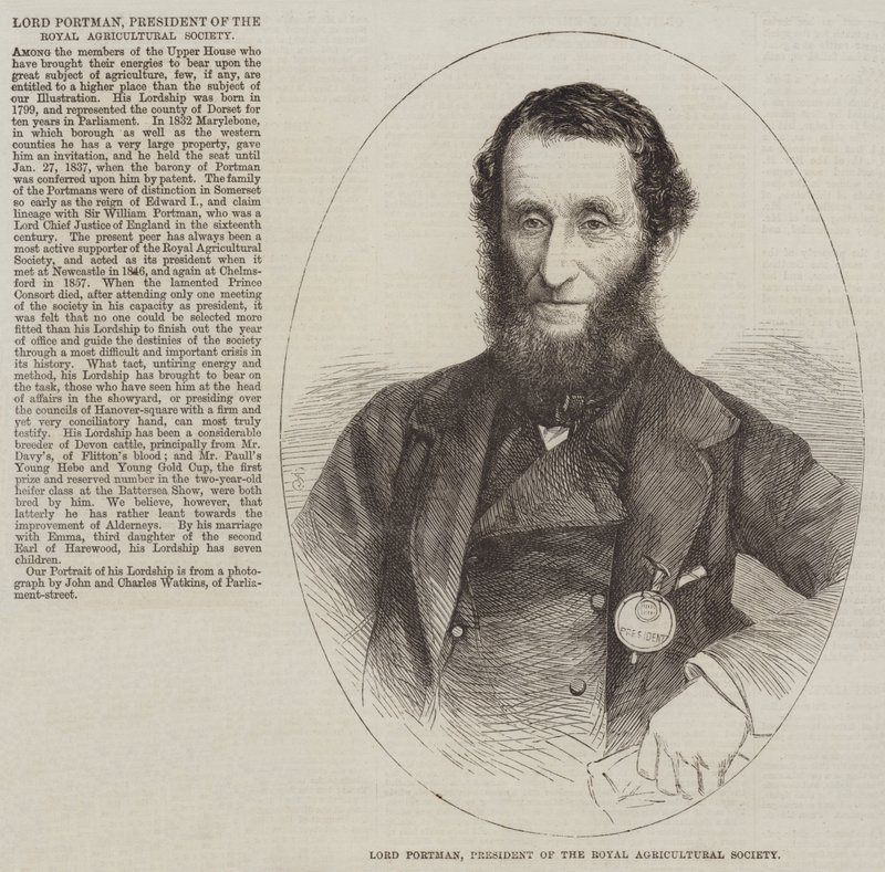 Lord Portman, Presidente da Real Sociedade Agrícola (gravura) de English School
