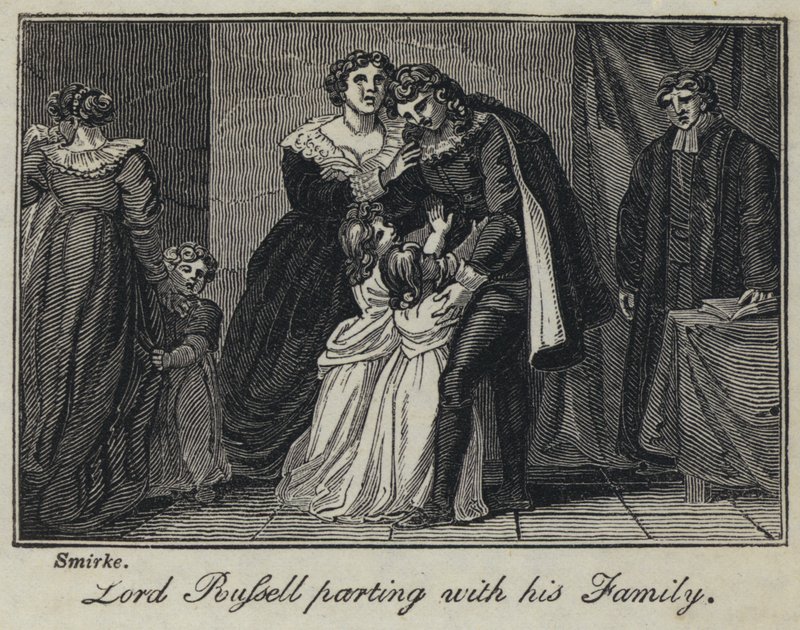 despedida de Lord Russell com sua família (gravura) de English School