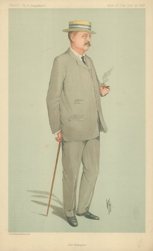 Lord Waldegrave, Earl Waldegrave, 9 de outubro de 1912, desenho animado da Vanity Fair de English School
