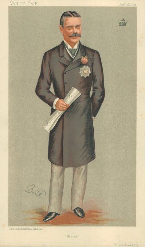 Lord Wenlock, Madras, 28 de janeiro de 1893, desenho animado da Vanity Fair de English School