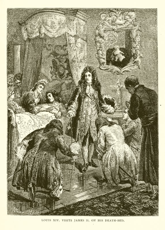 Luís XIV visita James II. em seu leito de morte de English School