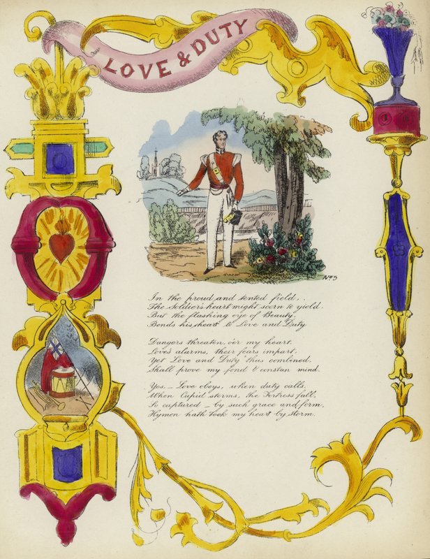 Amor & dever, cartão britânico dos namorados de English School