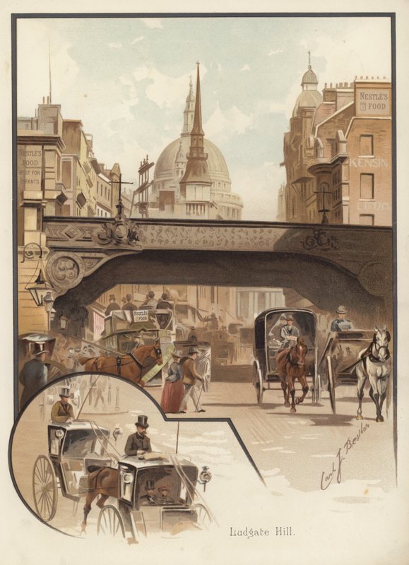 Ludgate Hill, Londres (cromolitografia) de English School
