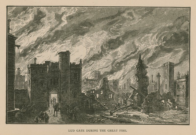 Ludgate durante o grande incêndio de English School