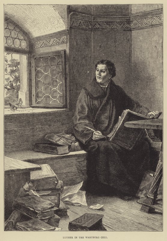 Lutero na Célula de Wartburg (gravura) de English School
