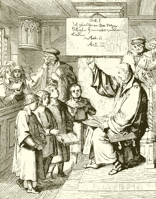 Luther ensinando crianças de English School