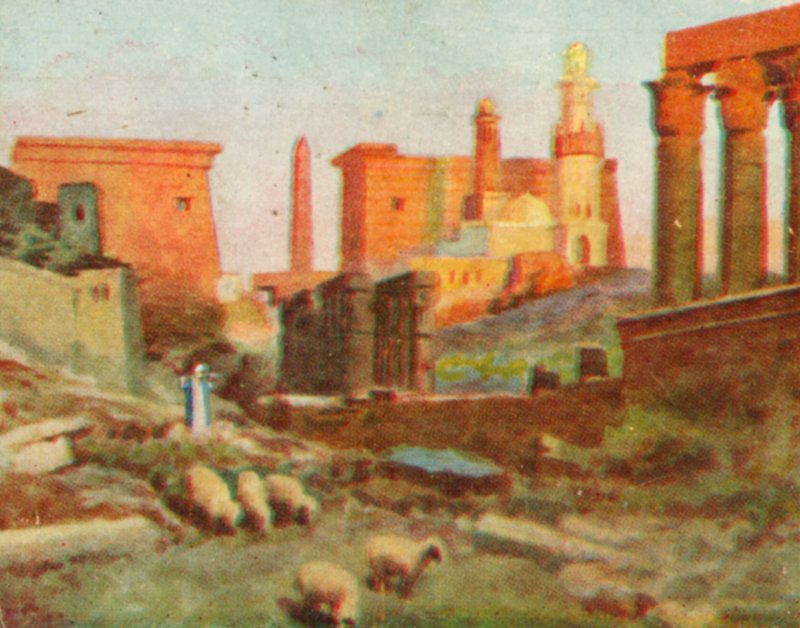 Luxor, Ruínas do Templo (litografia a cores) de English School