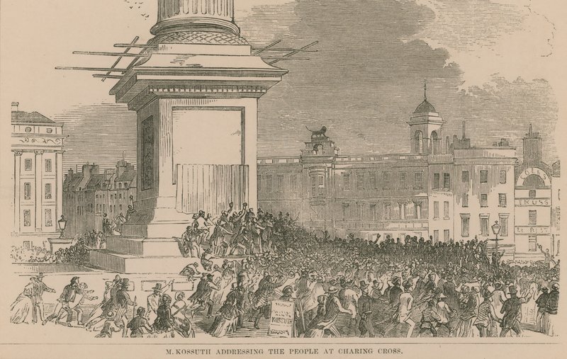 M Kossuth dirigindo-se ao povo de Charing Cross de English School
