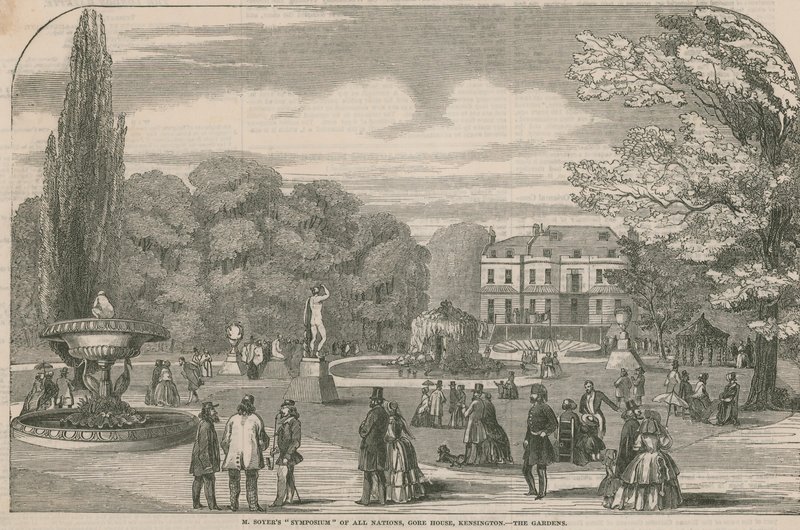 M Soyers Simpósio de todas as nações, Gore House, Kensington - os jardins de English School