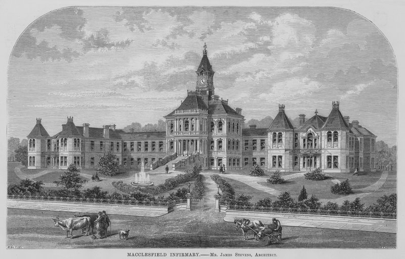 Macclesfield Infirmary (gravura) de English School