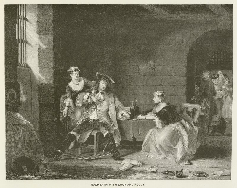 Macheath com Lucy e Polly (gravura) de English School