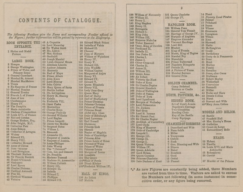 Catálogo de Exposições Madame Tussaud & Sons para 1875 de English School
