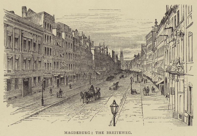 Magdeburg, The Breiteweg (gravura) de English School