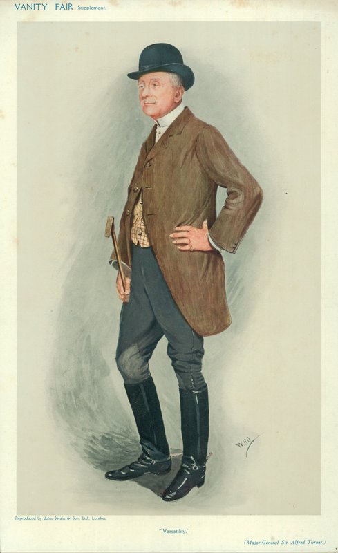 Major-General Sir Alfred Turner, Versatilidade, 8 de junho de 1910, desenho animado da Vanity Fair de English School