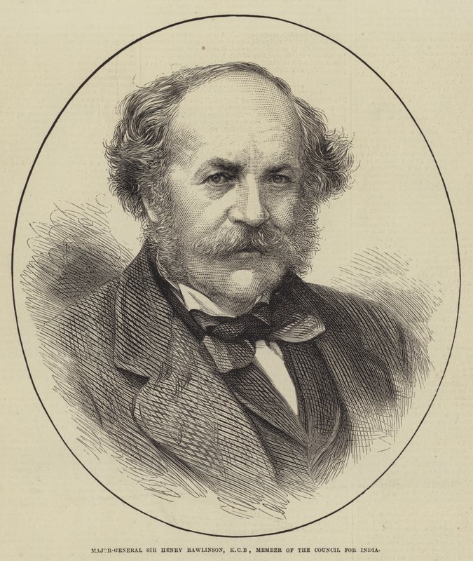 Major General Sir Henry Rawlinson, KCB, Membro do Conselho para a Índia (gravura) de English School