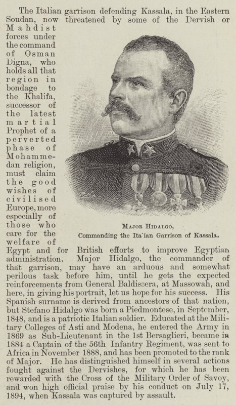Major Hidalgo, comandando a guarnição italiana de Kassala (gravura) de English School