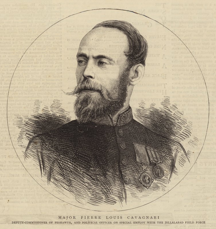 Major Pierre Louis Cavagnari (gravura) de English School