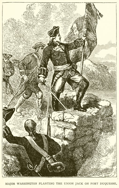 Major Washington Plantando a Union Jack em Fort Duquesne de English School